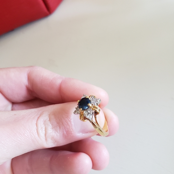 Costume Black Onyx and Diamond Gold Tone - Picture 4 of 5